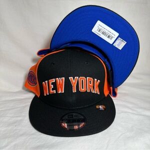 New Era New York Knicks Hat City Edition 9FIFTY Snap Back Hat Black Orange